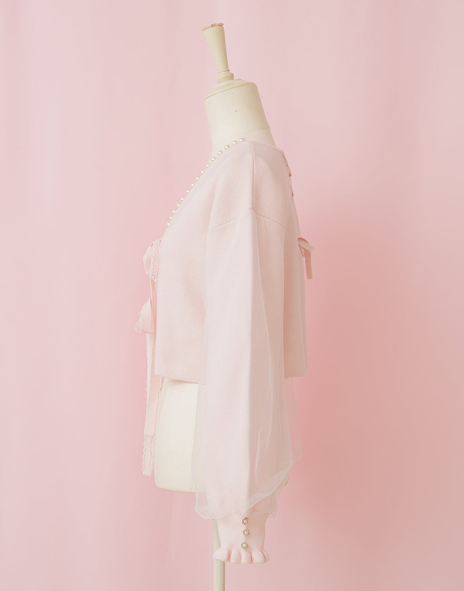 Twin ribbon pearl カーディガン – mellfy memory