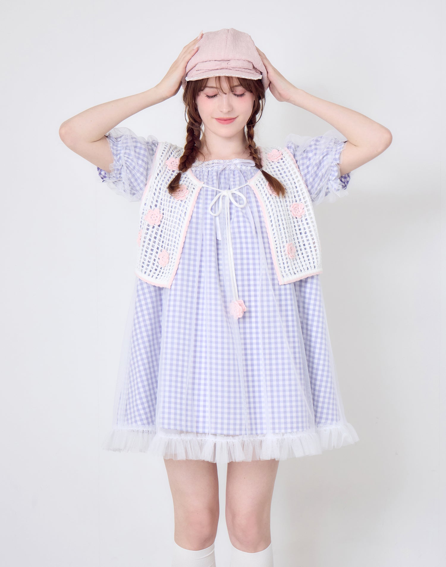 即購入可 lolime CANDY GIRL ギンガムチェックワンピース／ LL gingham check tulle dress – mellfy memory