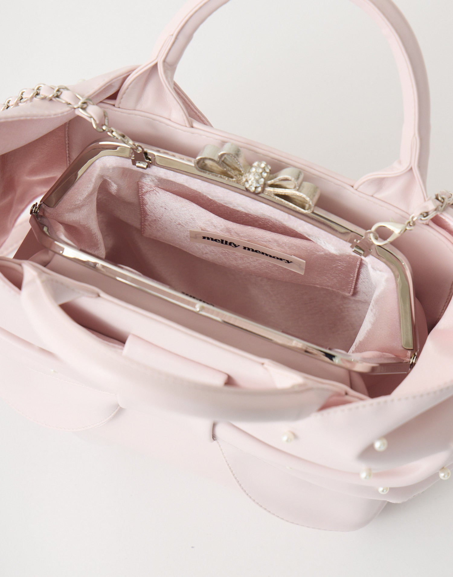 バッグ Mellfy pearl ribbon kiss-lock bag Mellfy pearl ribbon kiss-lock bag – mellfy memory