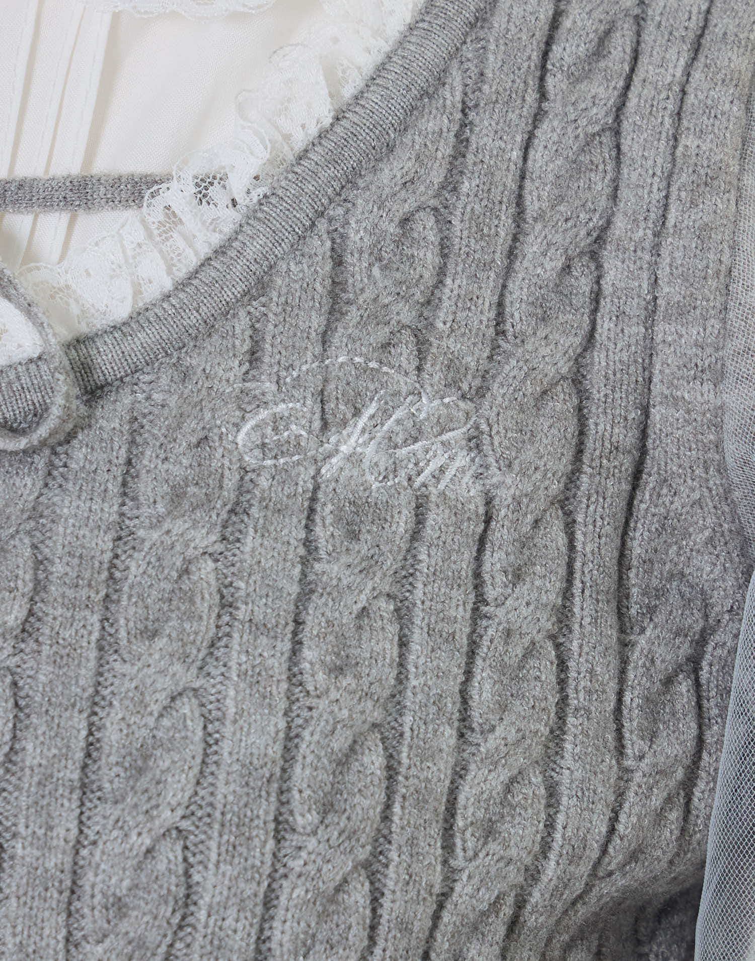 Girls Cable Knit Blouseトップス – mellfy memory