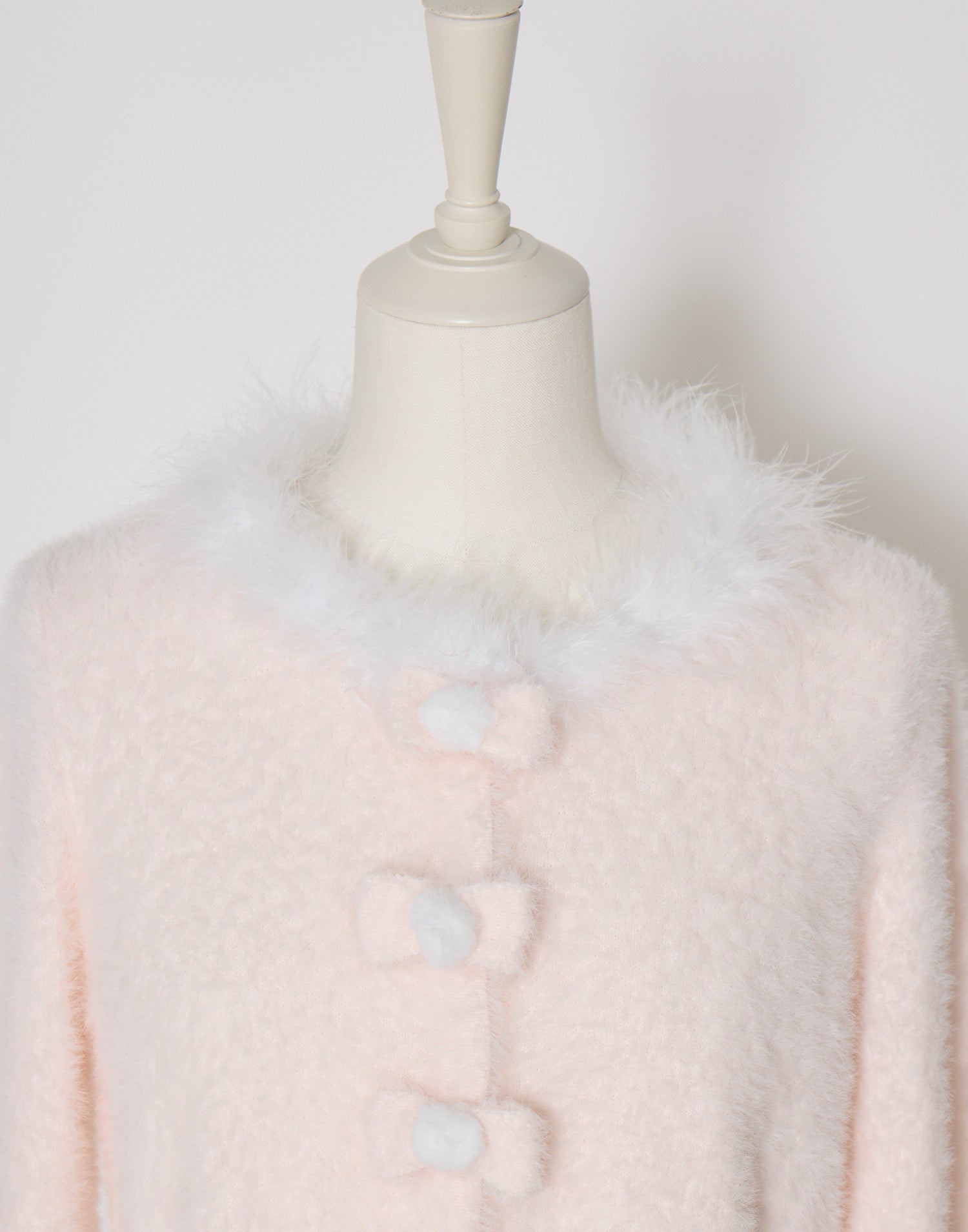 Fluffy pom-pom ribbon knit cardigan – mellfy memory