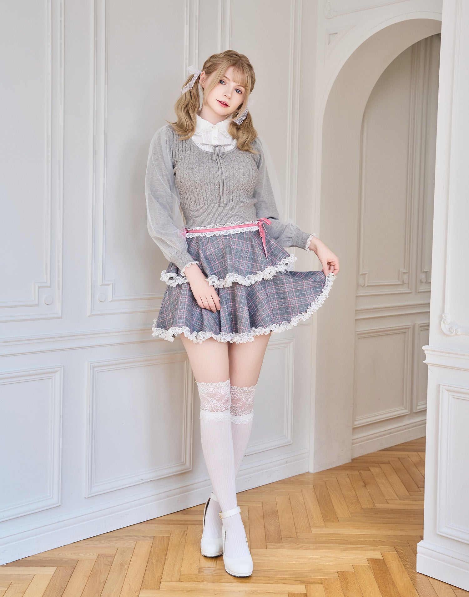 Girls Cable Knit Blouseトップス – mellfy memory
