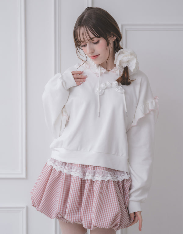 rose motif hoodie／Lolime