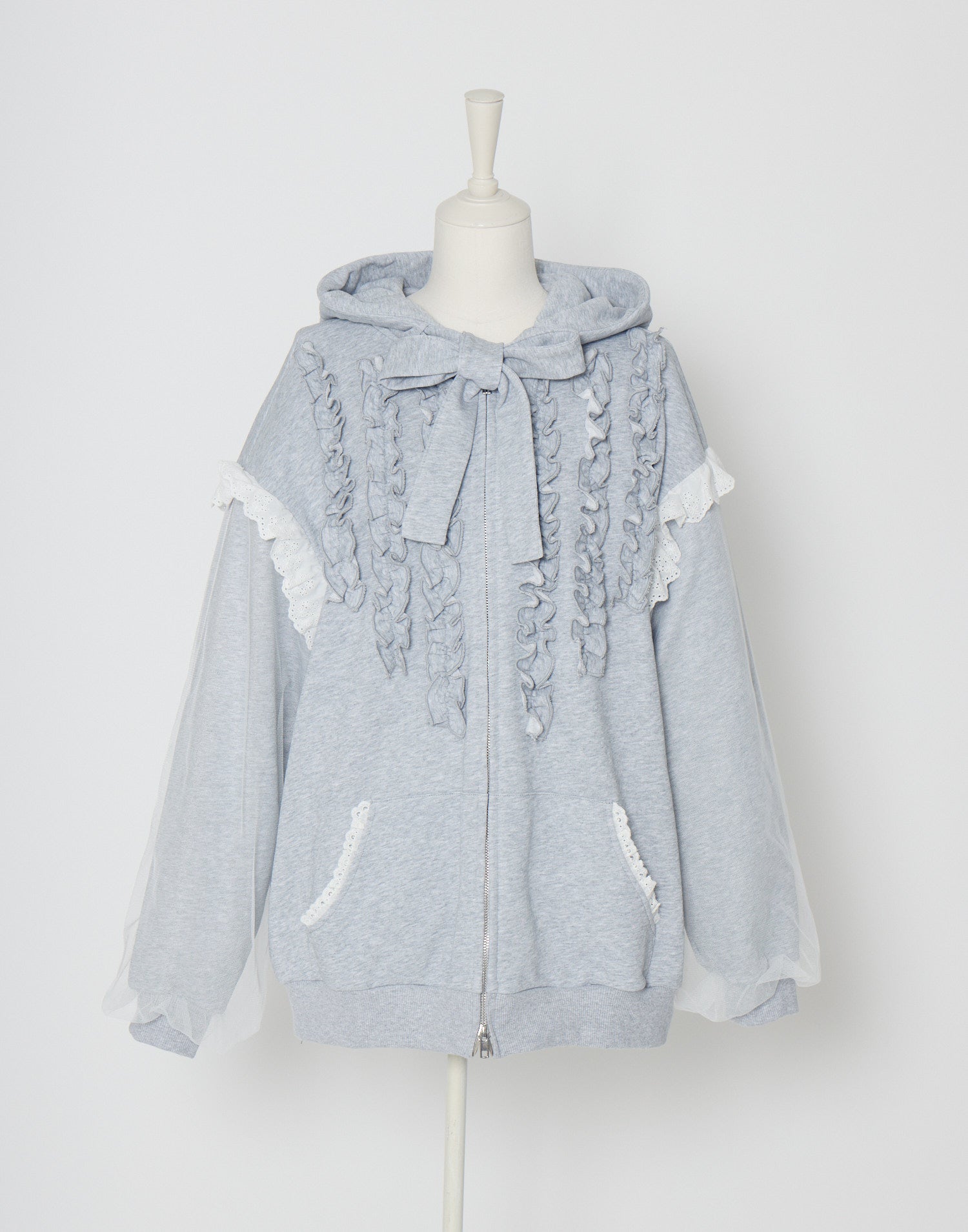 ribbon frill hood zip-up／Lolime – mellfy memory