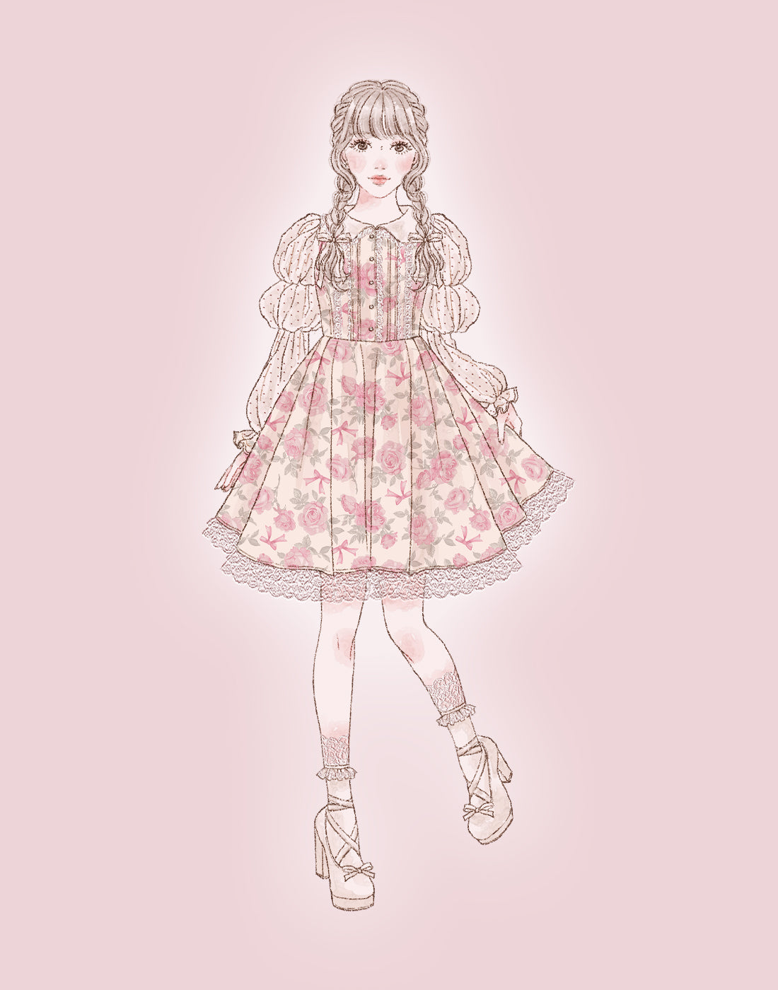 Rosy Floral Angelic onepiece – mellfy memory
