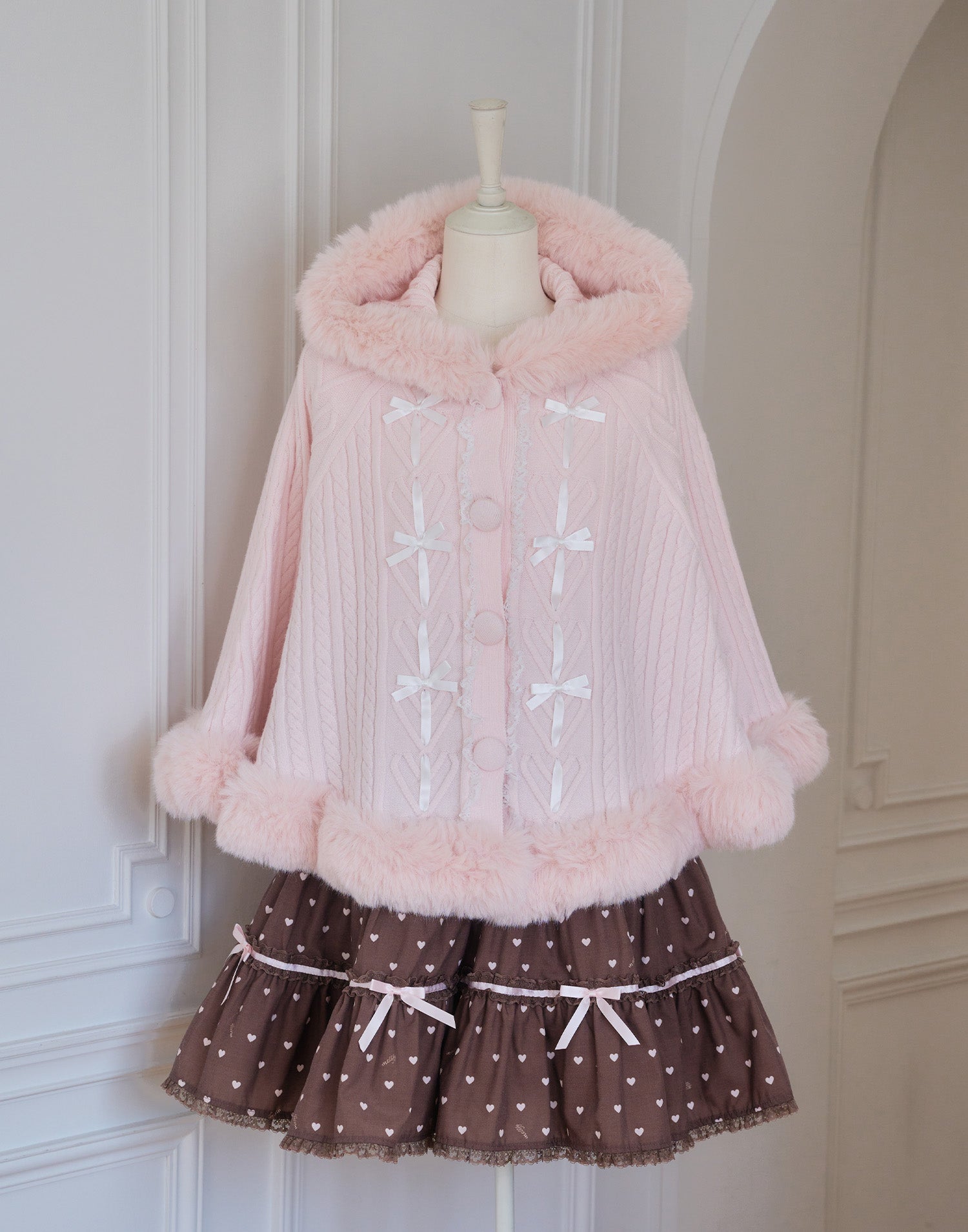 Fluffy Meringue Ribbon ニットポンチョ – mellfy memory