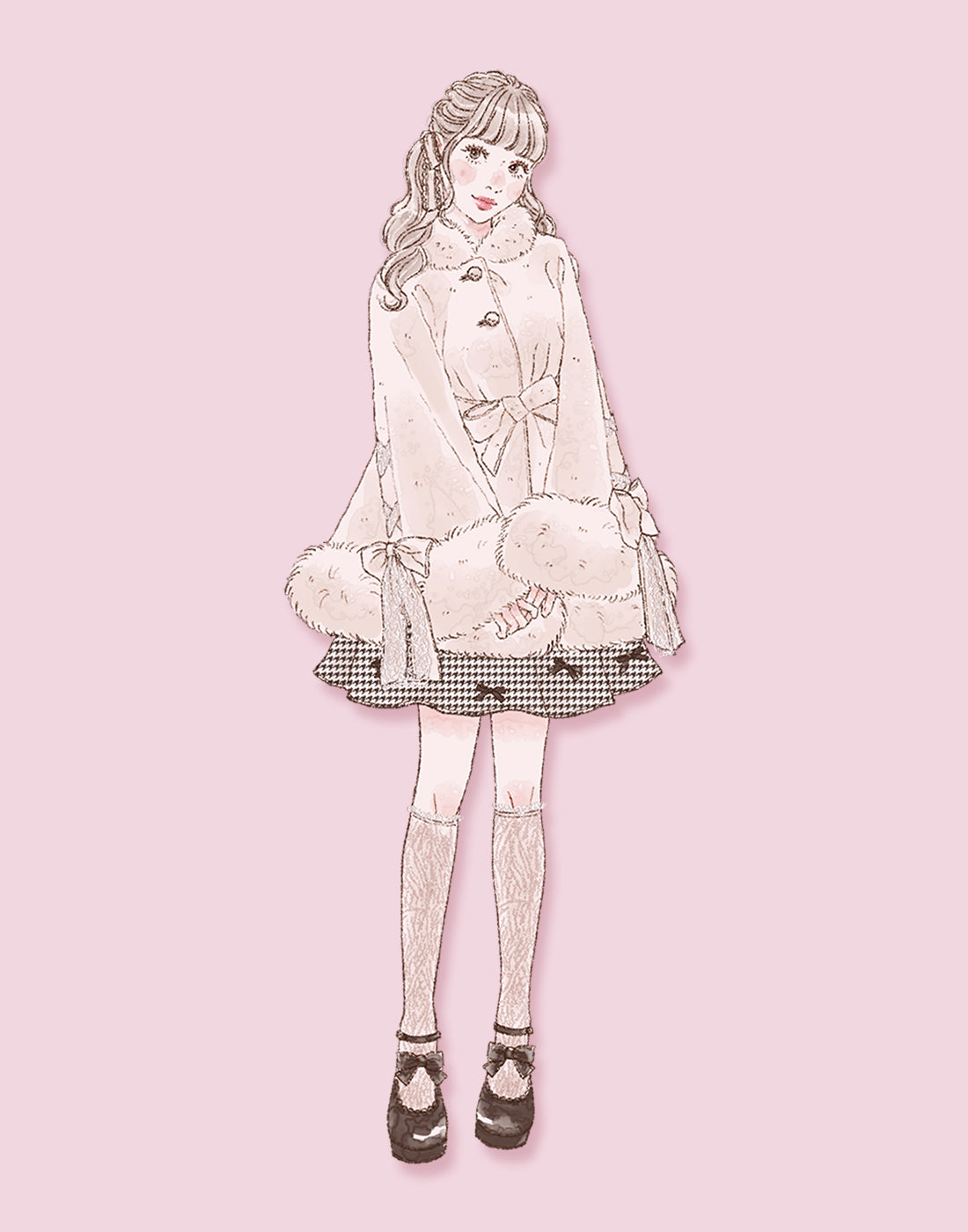Milky Sugar ribbon poncho コート