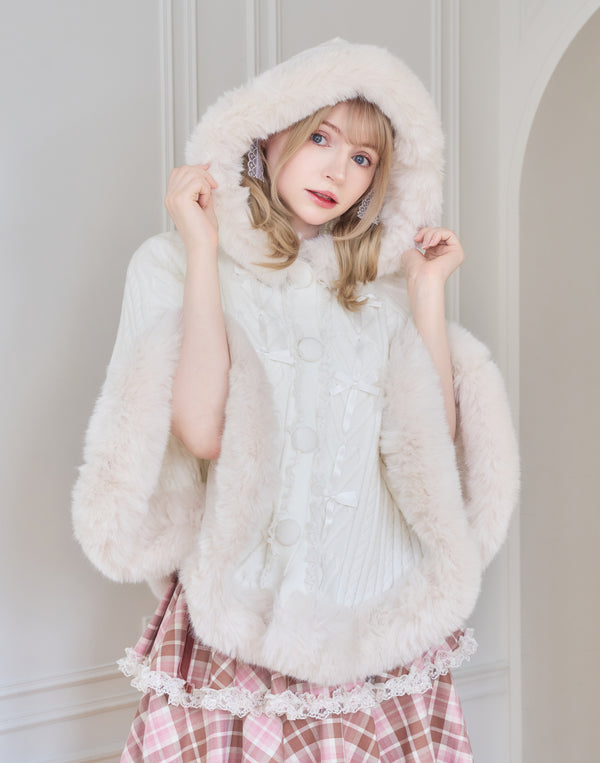 【10月3日（金）12時販売開始】Fluffy Meringue Ribbon ニットポンチョ