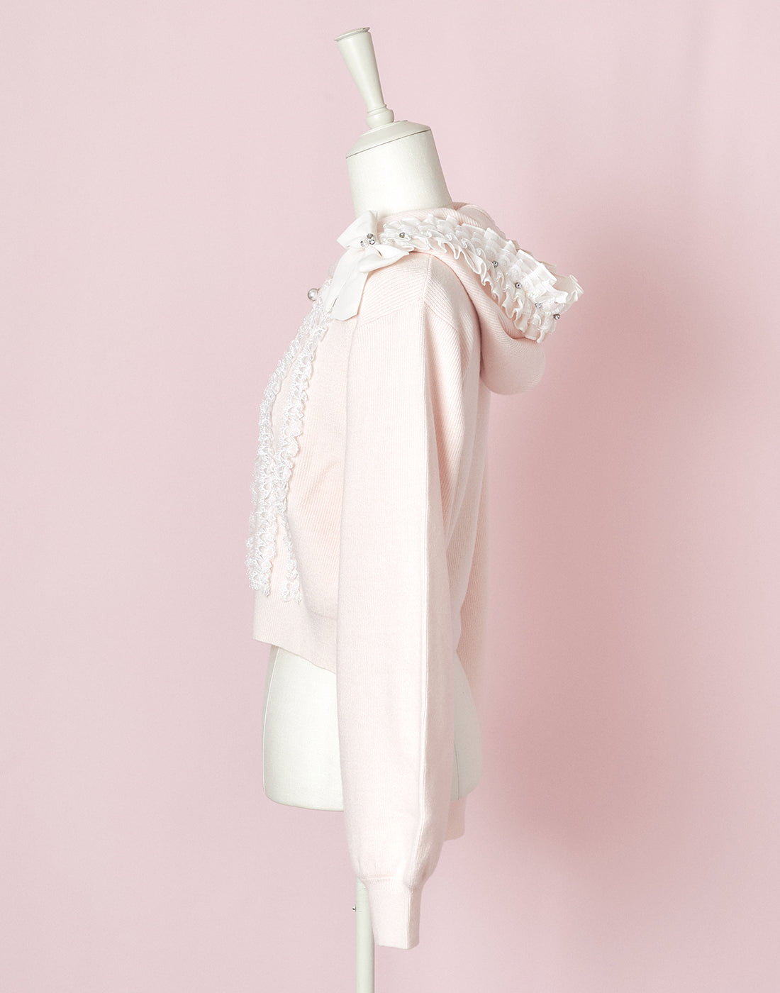 【10月発送】Ribbon ＆ lace ruffle headdress hoodie ニット