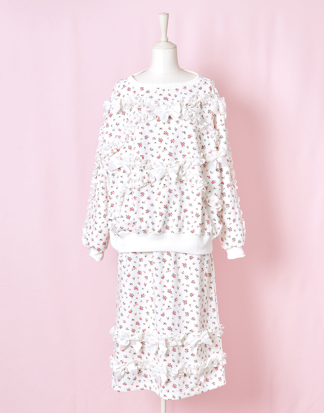 【11月発送】frilly tiny floral スウェットスカート ／ Lolime（Mサイズ・LLサイズ展開）