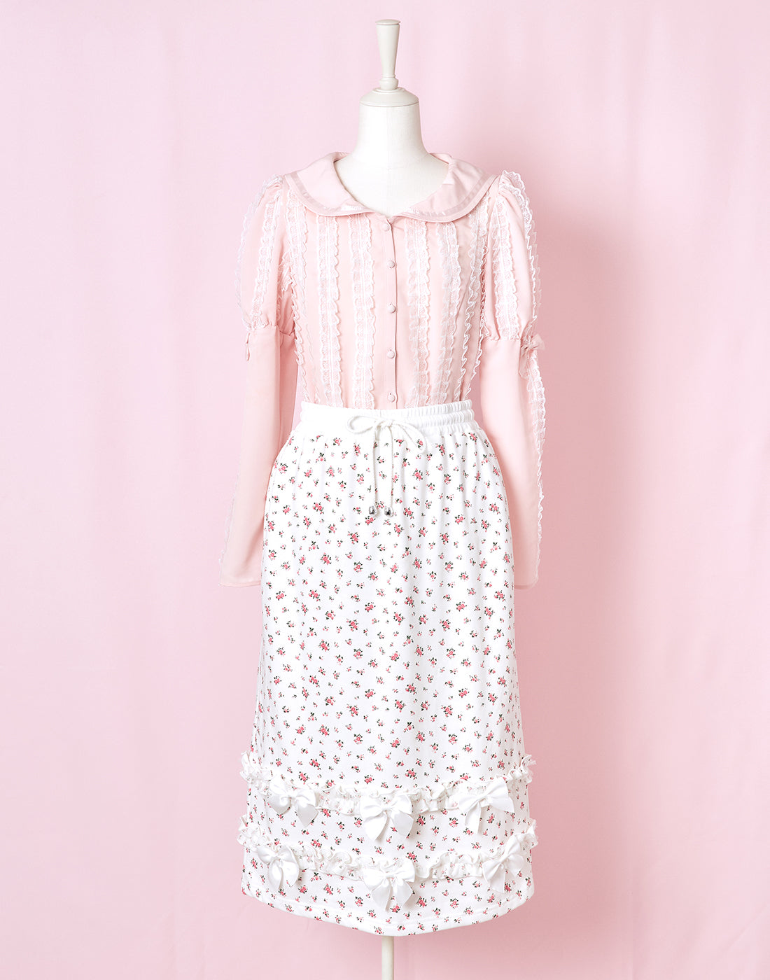 【11月発送】frilly tiny floral スウェットスカート ／ Lolime（Mサイズ・LLサイズ展開）