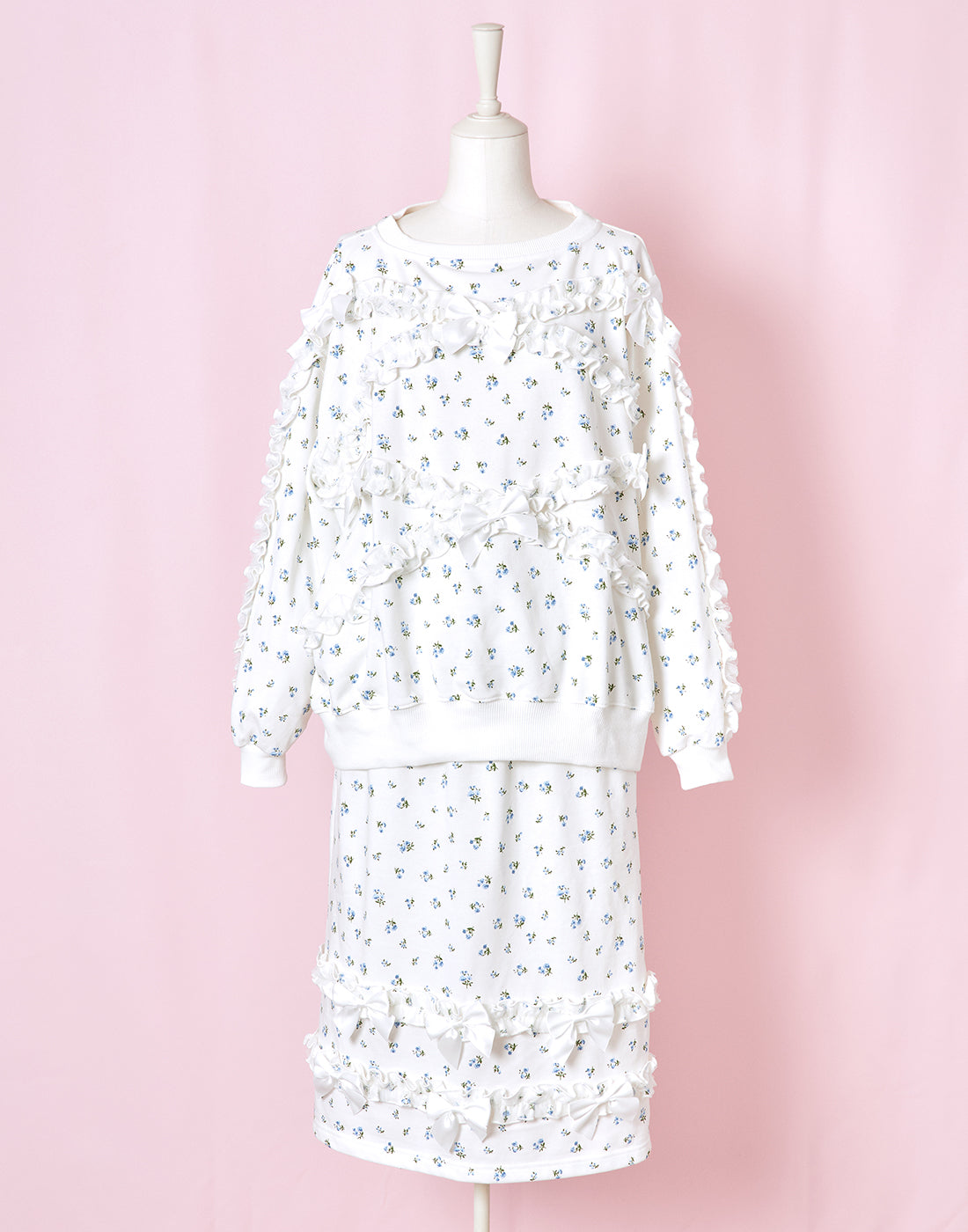 【11月発送】frilly tiny floral スウェットスカート ／ Lolime（Mサイズ・LLサイズ展開）