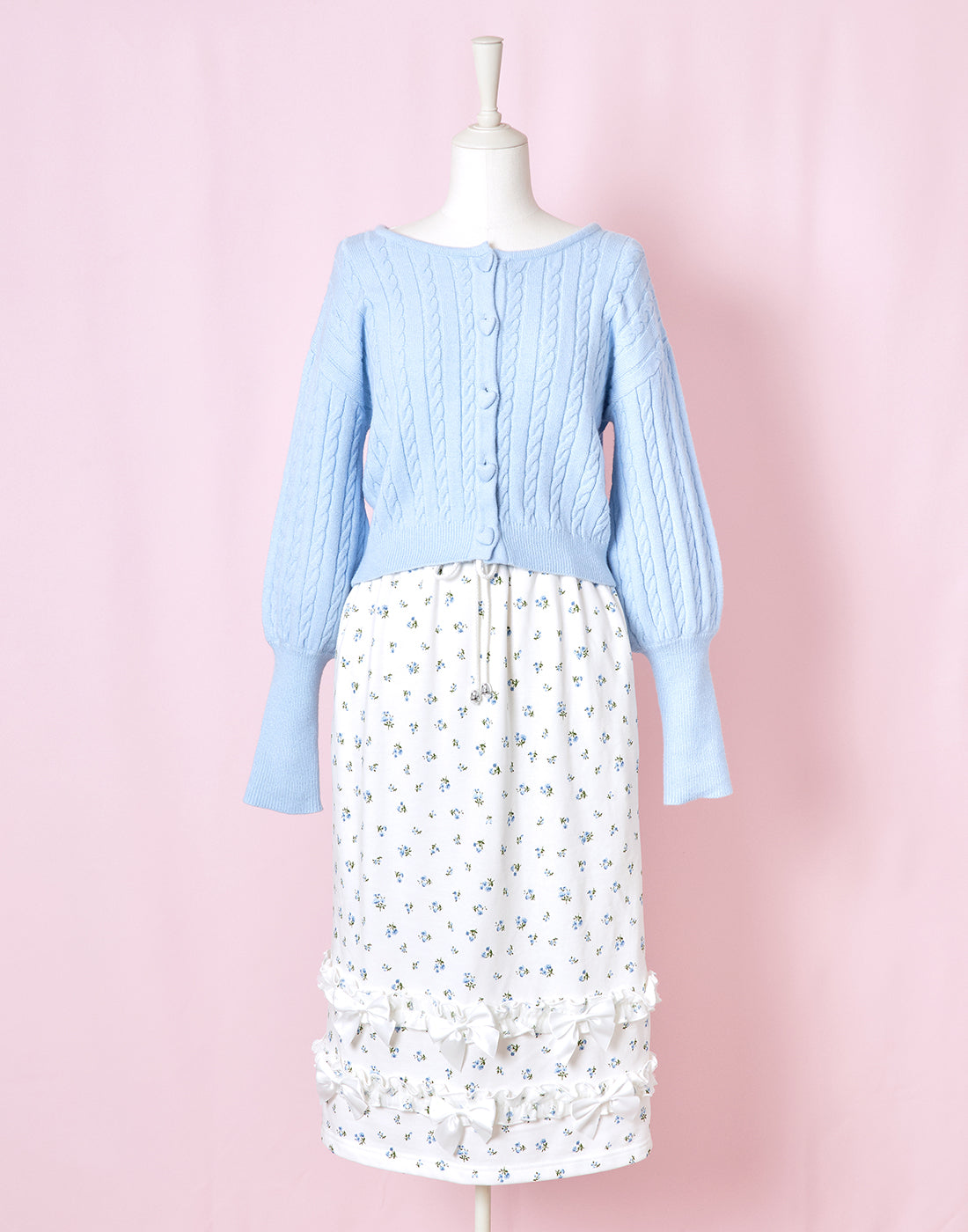 【11月発送】frilly tiny floral スウェットスカート ／ Lolime（Mサイズ・LLサイズ展開）