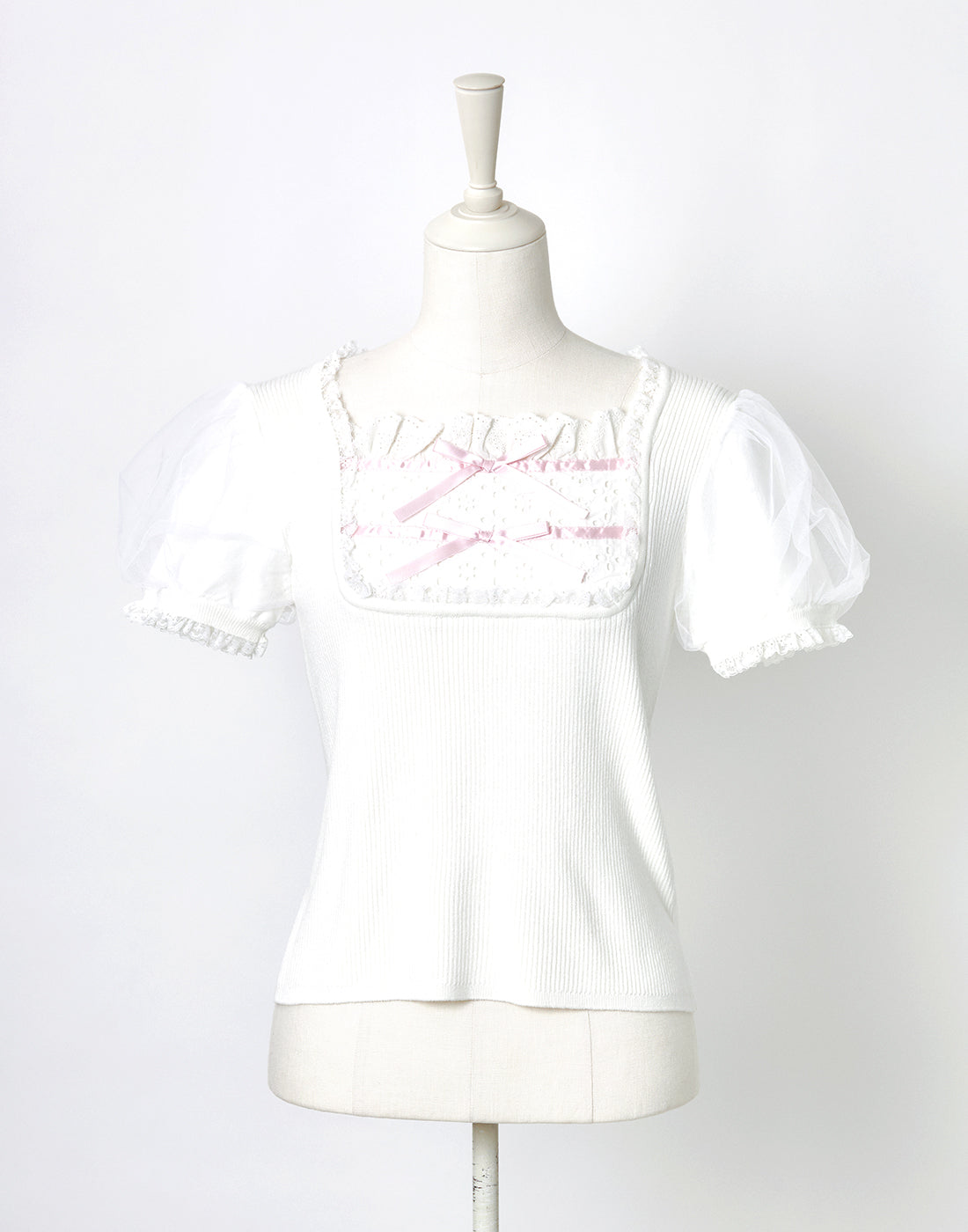 Cotton lace cute twin ribbon ニット Cotton lace cute twin ribbon ニット – mellfy memory