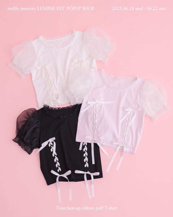 【POPUP SHOP先行販売】Twin lace-up ribbon puff T-shirt