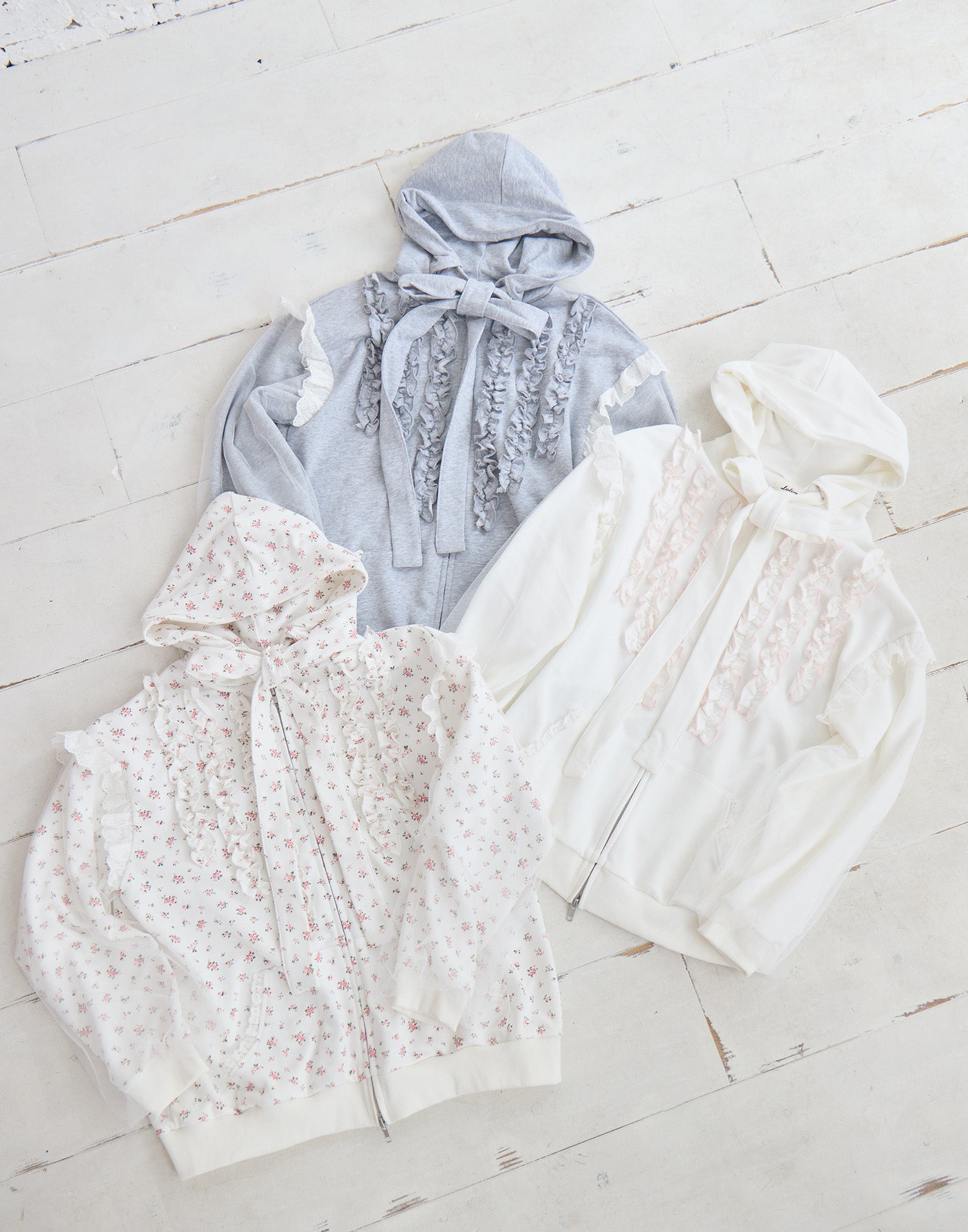 ribbon frill hood zip-up／Lolime – mellfy memory