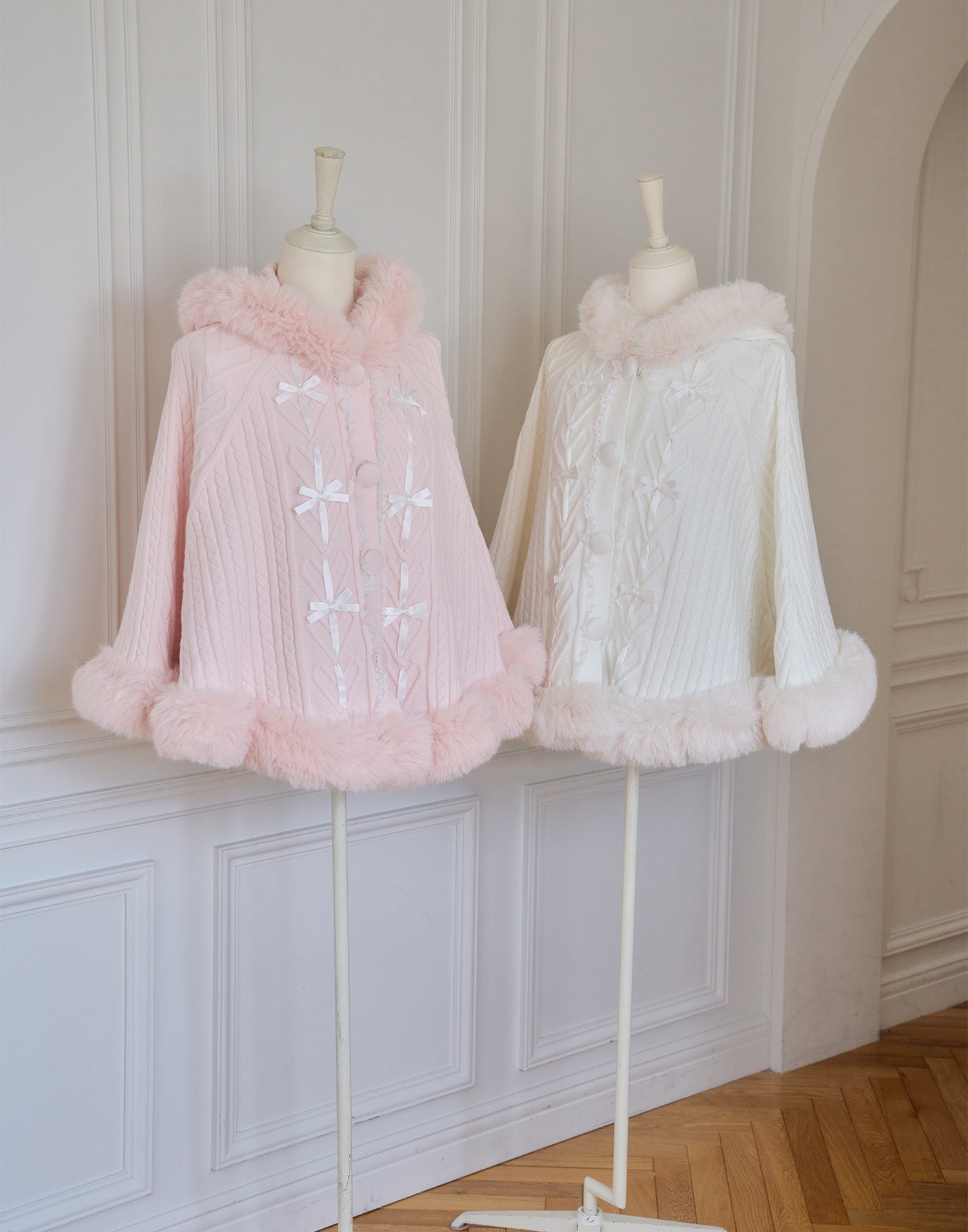 mellfy memory メルメモ ponchoポンチョコート ピンク Milky Sugar ribbon poncho コート – mellfy memory