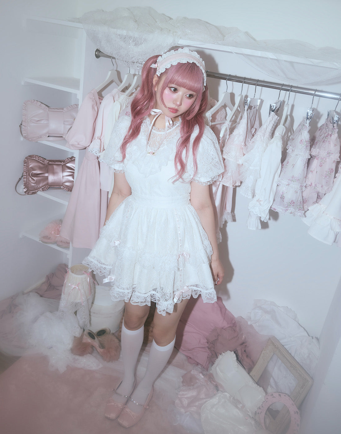 ワンピース Fiola la Flore girly rose melody dress エイミーイストワール eimy istoire Rebecca flower ギャザー