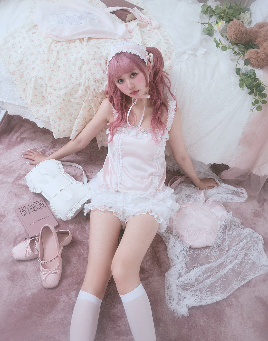 【Fiorforte】garter knit short pants /ピンク Garter lace short pants – mellfy memory