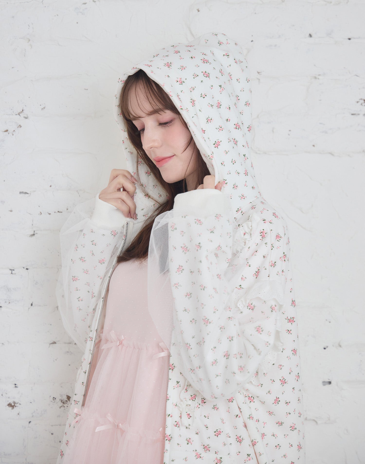 ribbon frill hood zip-up／Lolime – mellfy memory