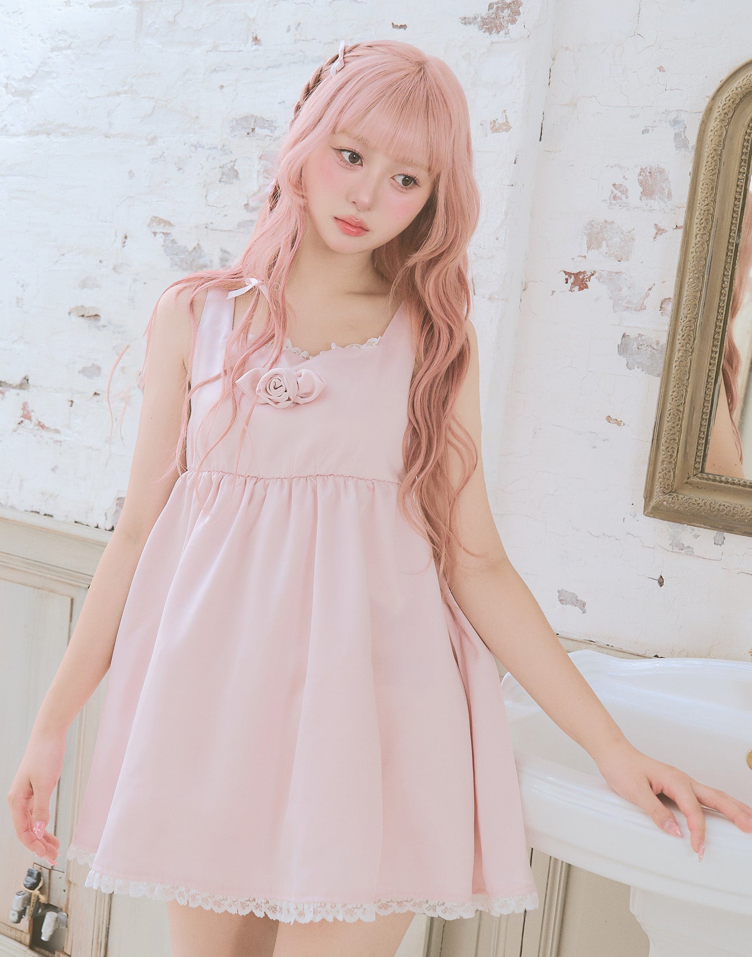 ワンピース rose satin baby doll Fiorforte rose satin baby doll – mellfy memory