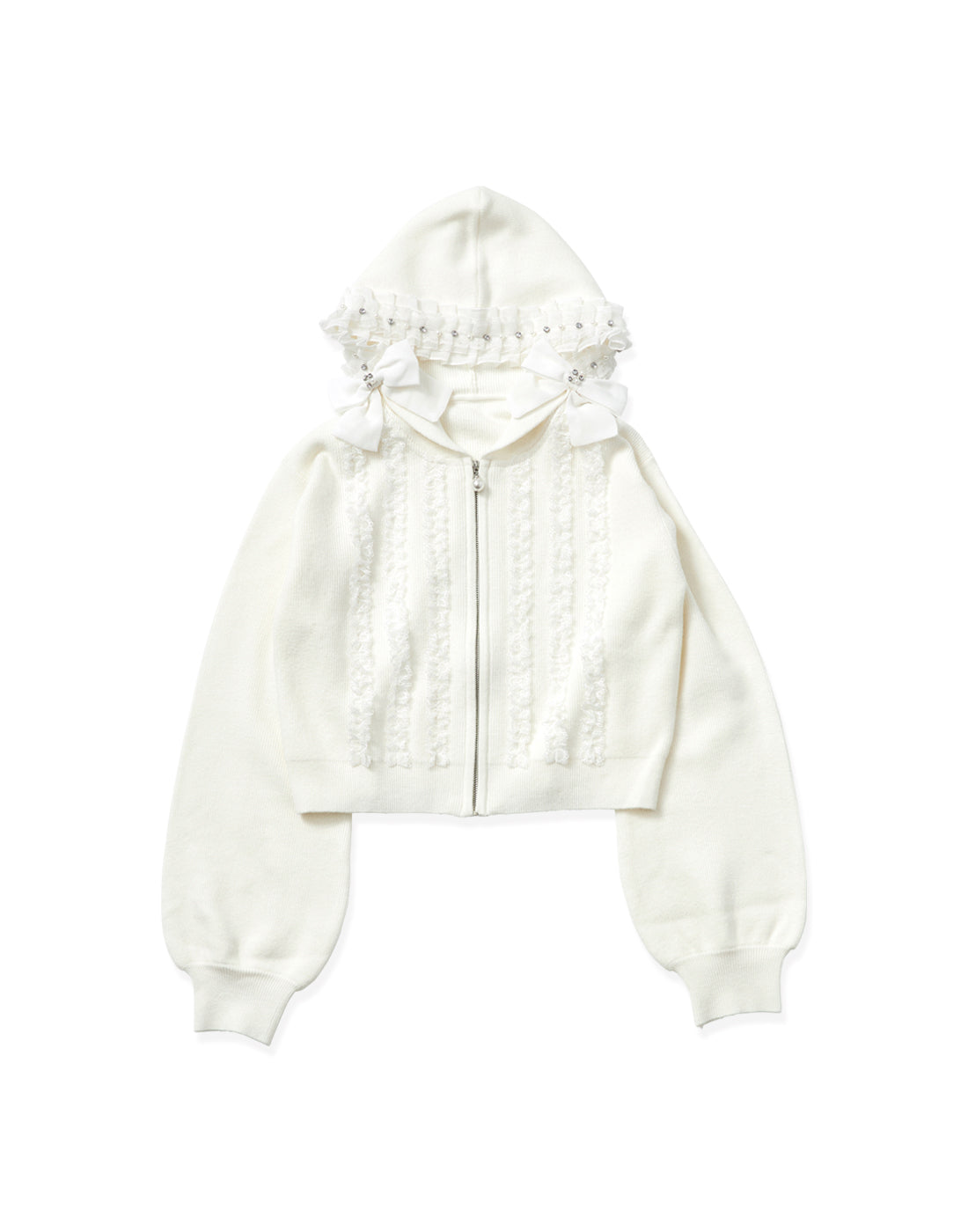 【10月発送】Ribbon ＆ lace ruffle headdress hoodie ニット