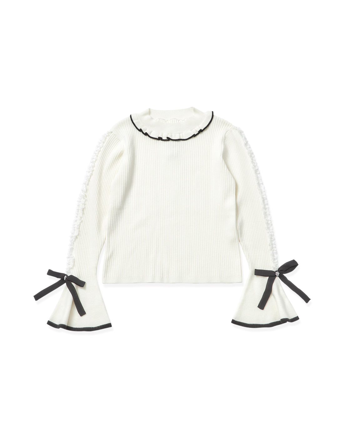 【10月発送】Flare sleeve bicolor ribbon ニット