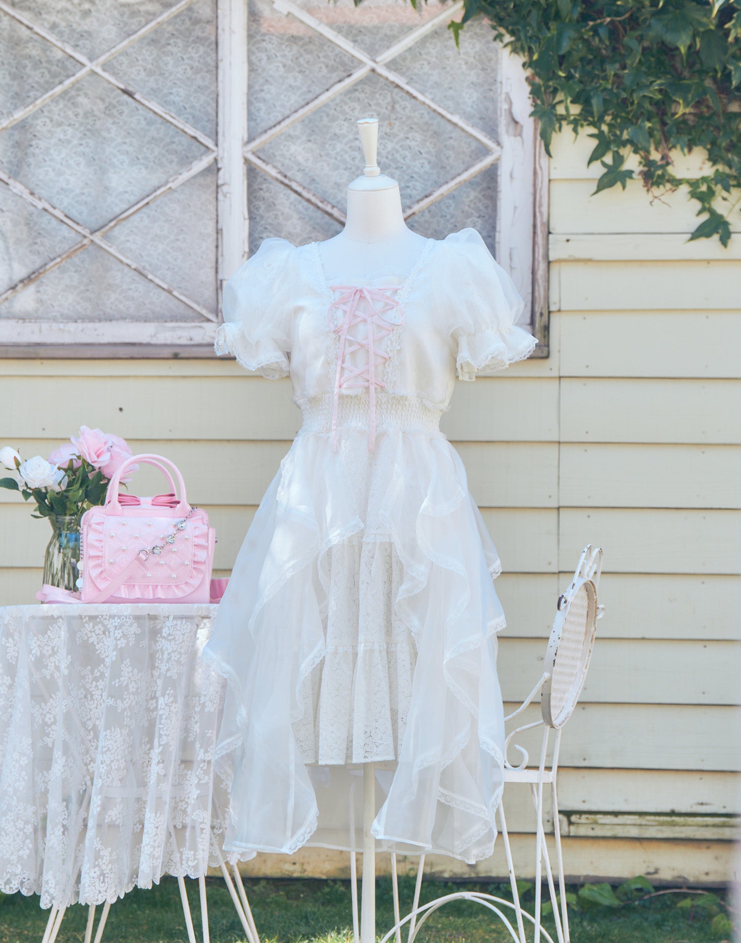 Fairy ruffle long lace onepiece – mellfy memory