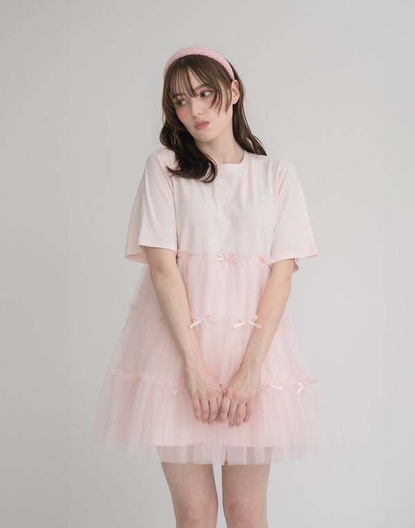 【POPUP SHOP先行販売】Tulle tiered cut sew mini one piece／Lolime