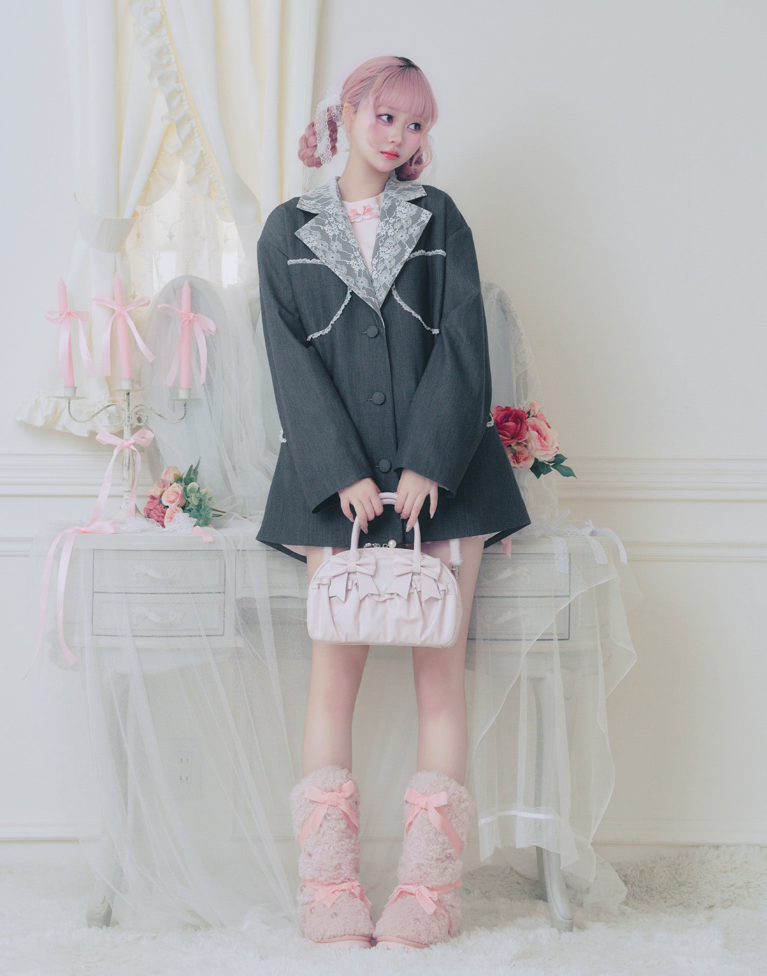 ジャケット・アウター MISTREASS Lace Trim Ruffle Sleeve Jacket クリフメイヤー（KRIFF MAYER）（レディース）アウター 撥水シェル