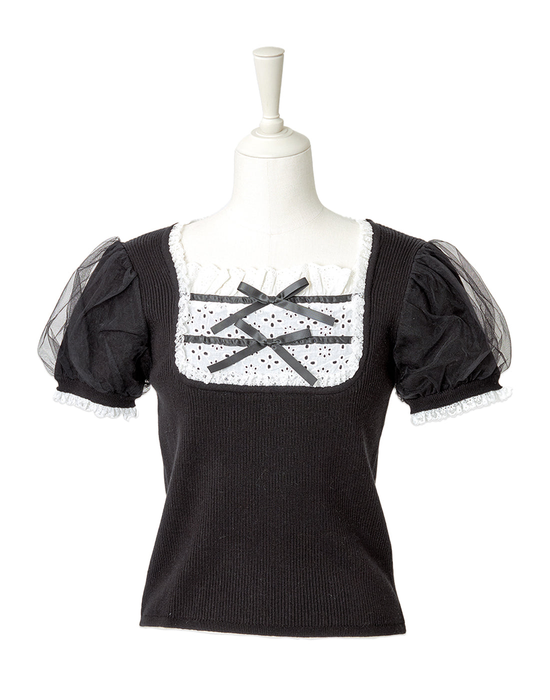 Cotton lace cute twin ribbon ニット Cotton lace cute twin ribbon ニット – mellfy memory
