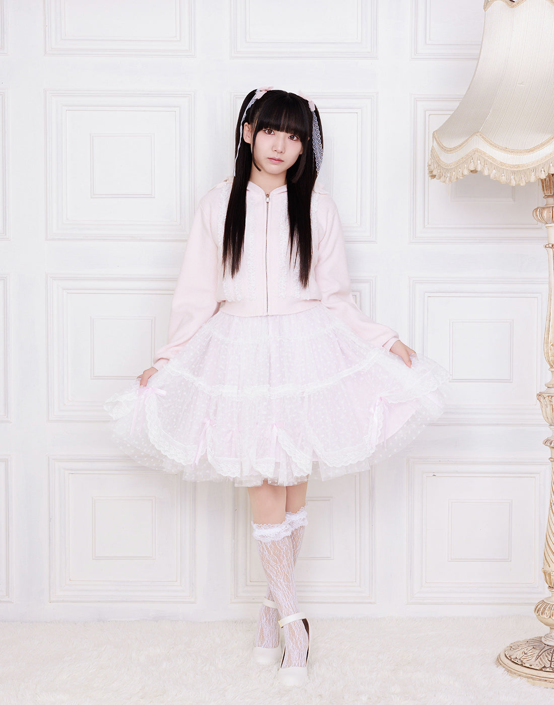 【10月発送】Tulle drape & ribbon スカート