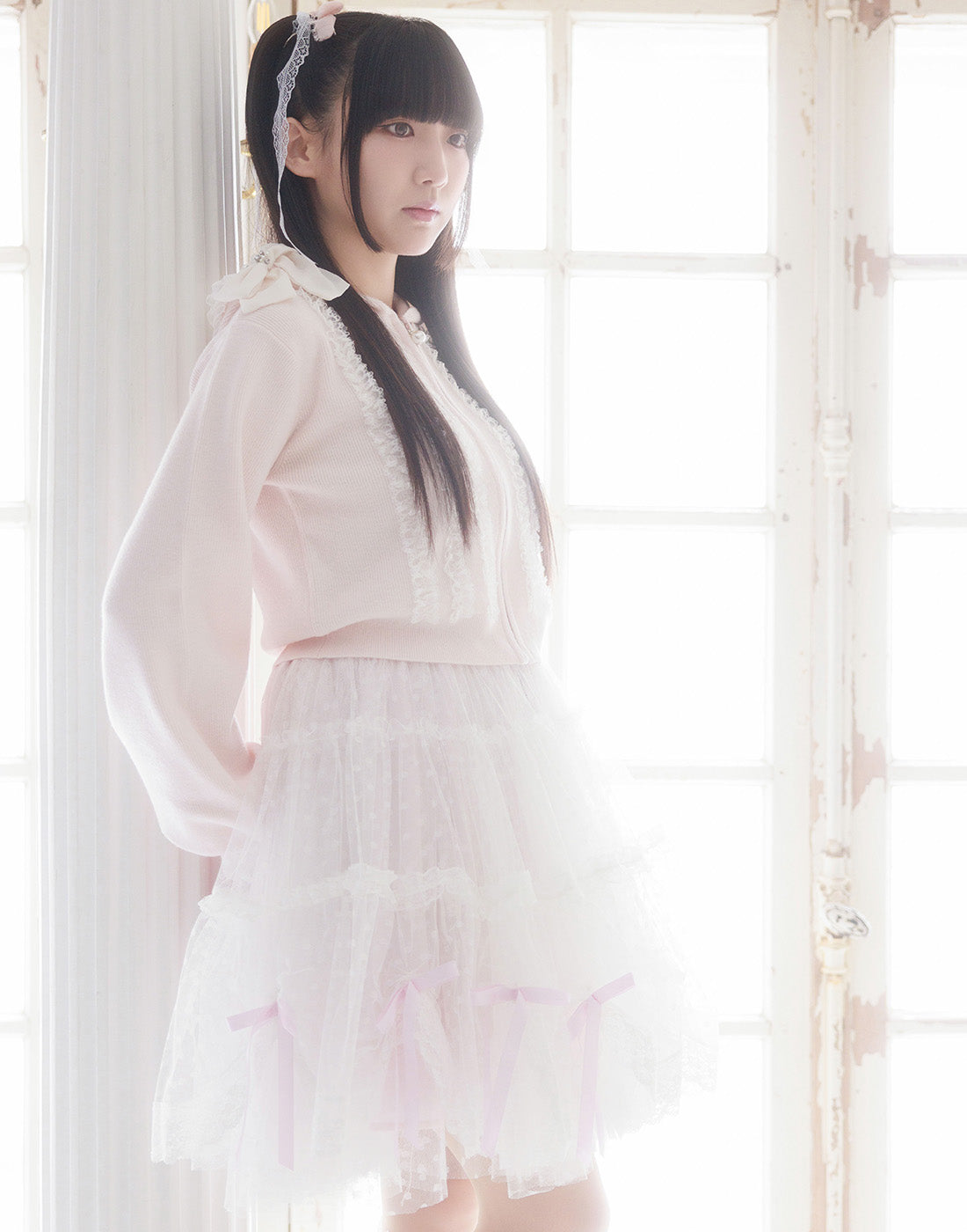 【10月発送】Tulle drape & ribbon スカート