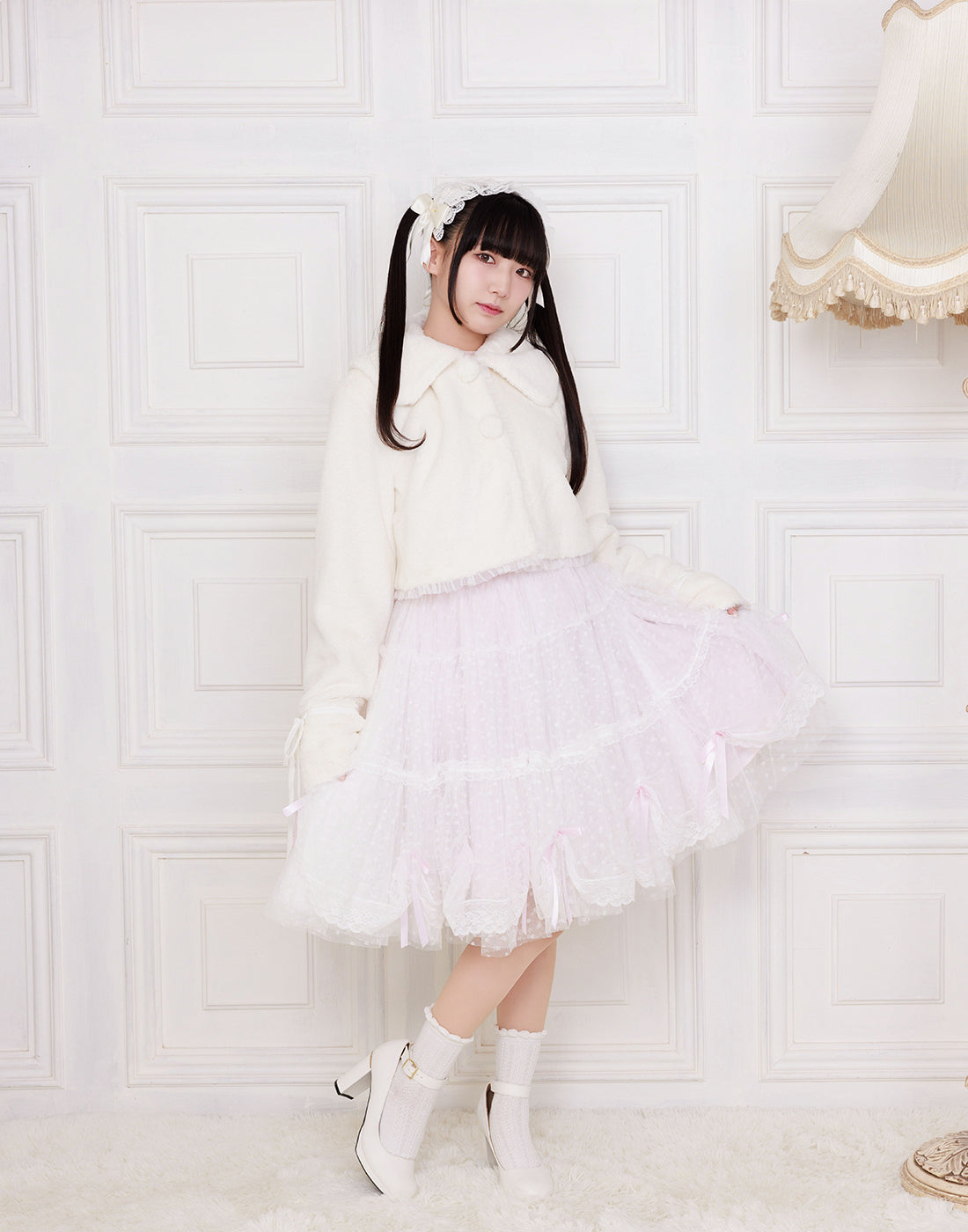 【10月発送】Tulle drape & ribbon スカート