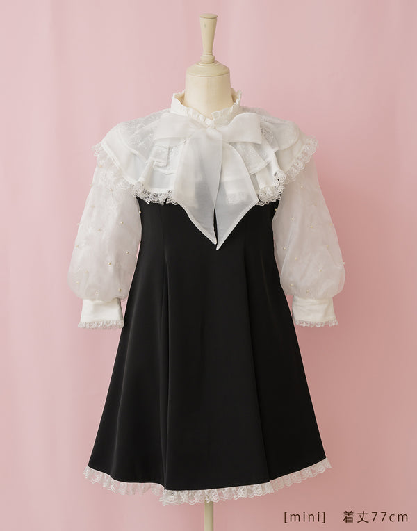 Lacy millefeuille frill collar ワンピース