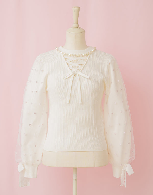 Sugary heart tulle ニット