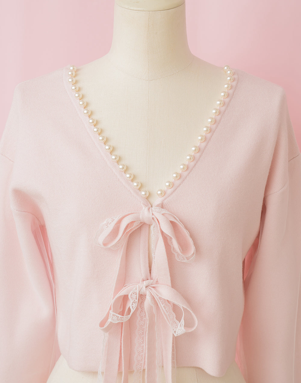 Twin ribbon pearl カーディガン – mellfy memory