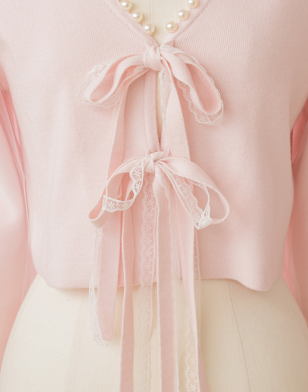 Twin ribbon pearl カーディガン – mellfy memory