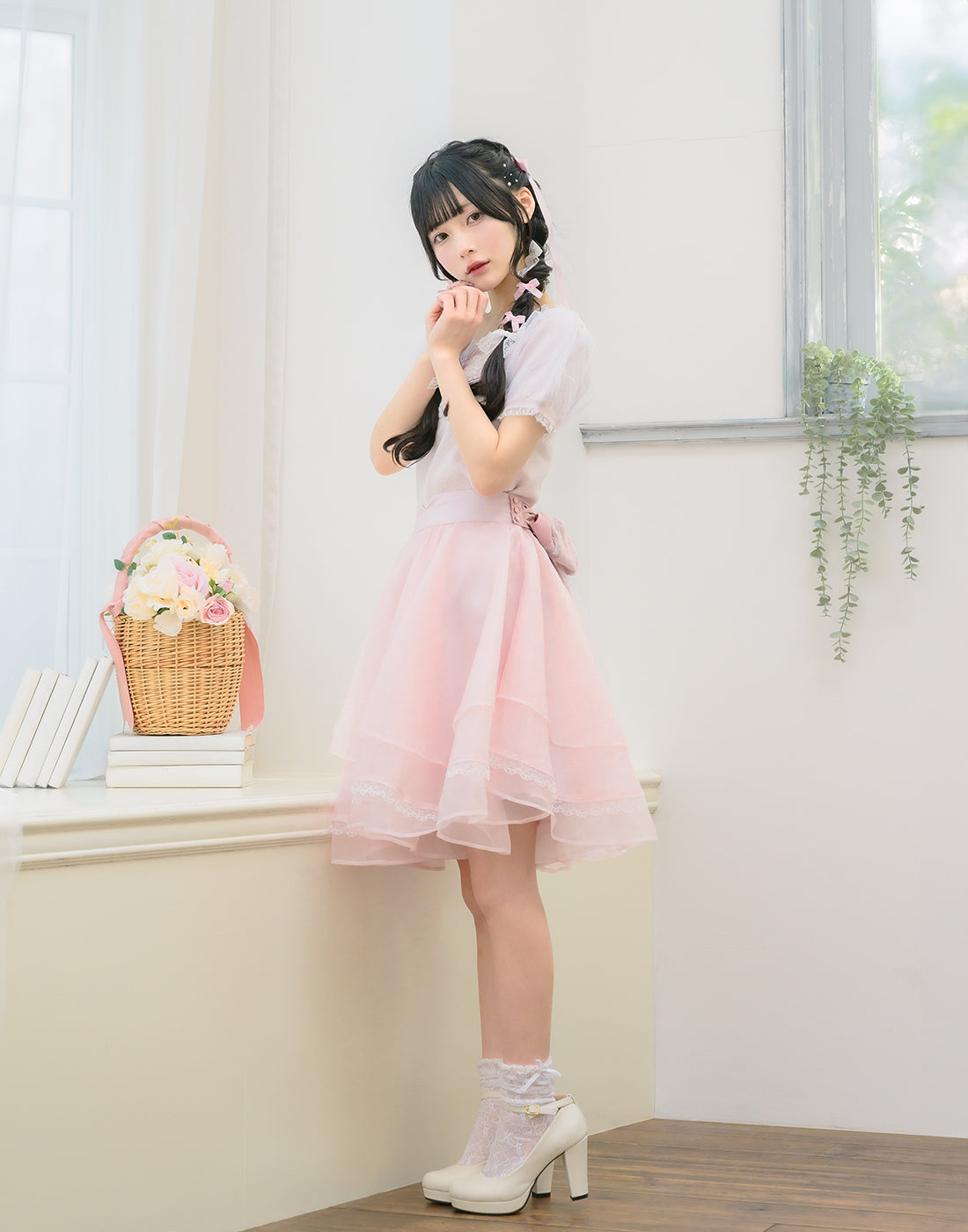 Cotton lace cute twin ribbon ニット – mellfy memory