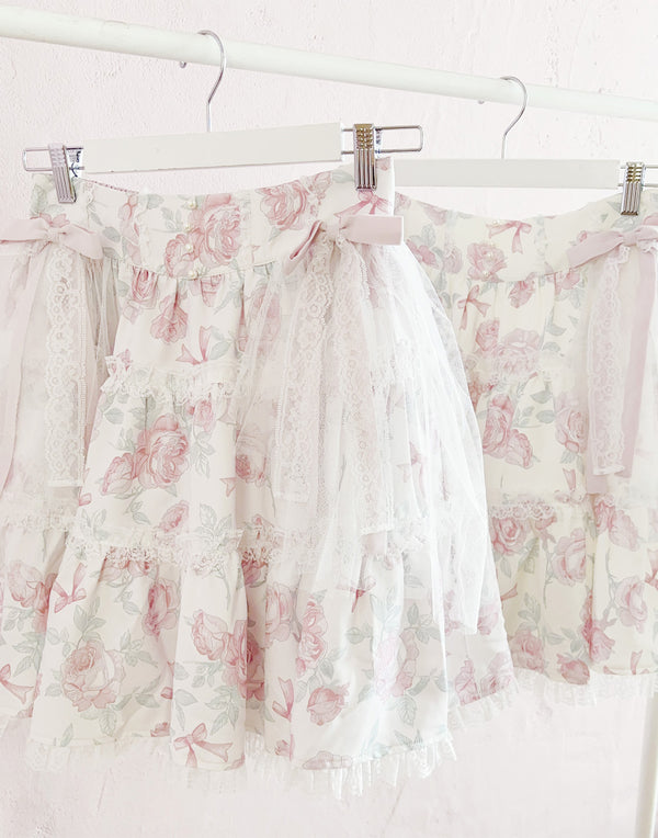 【予約商品】Rosy Flora tulle Veil skirt