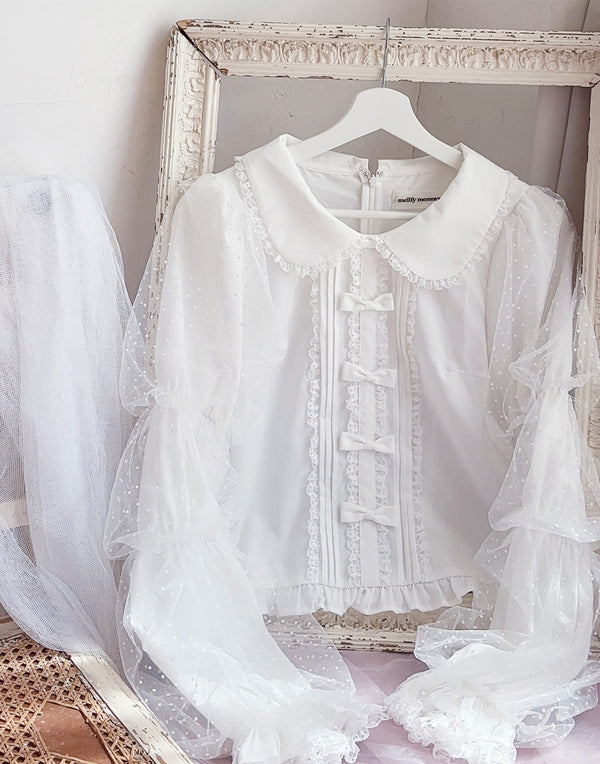 【予約商品】Whip sleeve Ribbon Blouse