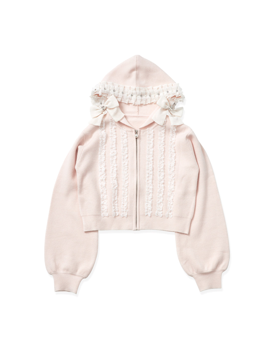 【10月発送】Ribbon ＆ lace ruffle headdress hoodie ニット