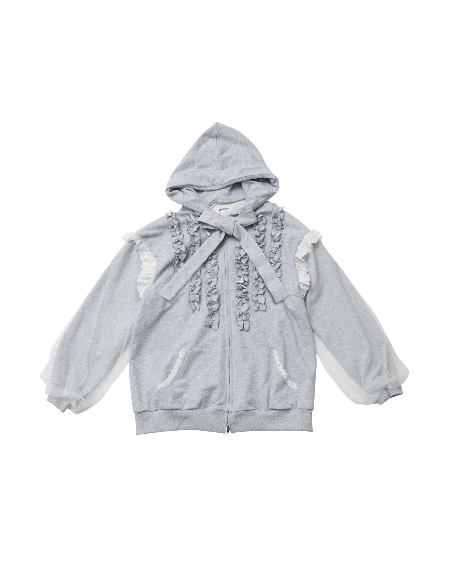 ribbon frill hood zip-up／Lolime – mellfy memory