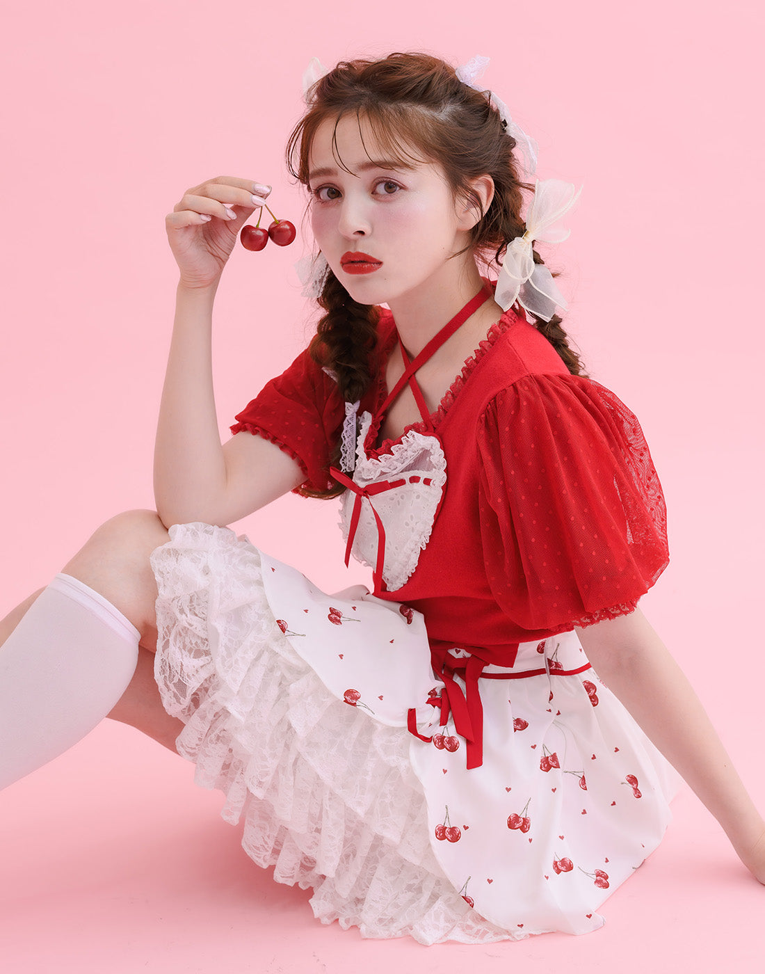 Sweet cherry lace frill スカート – mellfy memory