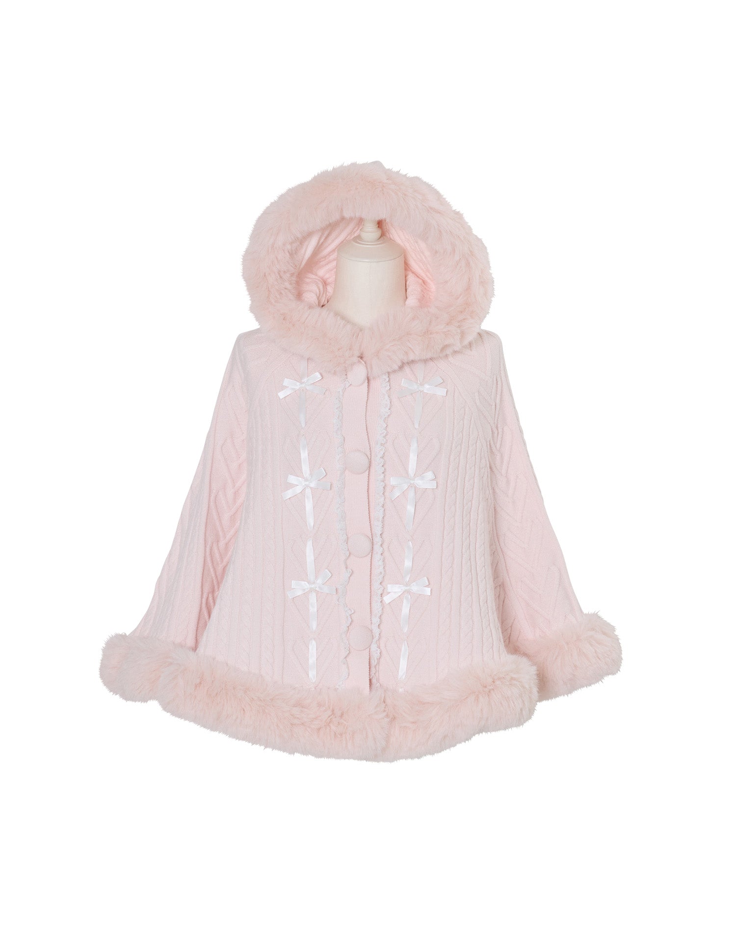 mellfy memory メルメモ ホイップcreamニットポンチョ ピンク ホイップcreamニットポンチョ – mellfy memory