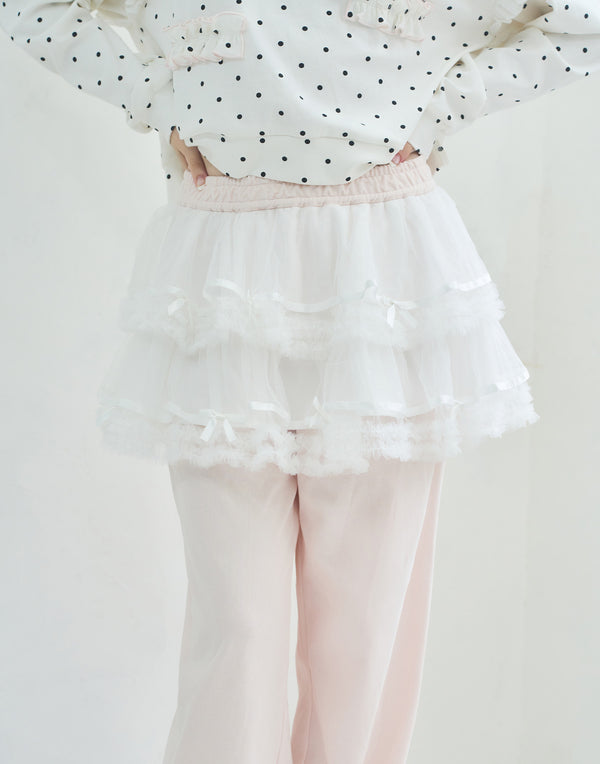【9月2日(火)12時発売開始】tulle layered skirt pants／ Lolime（Mサイズ・LLサイズ展開）