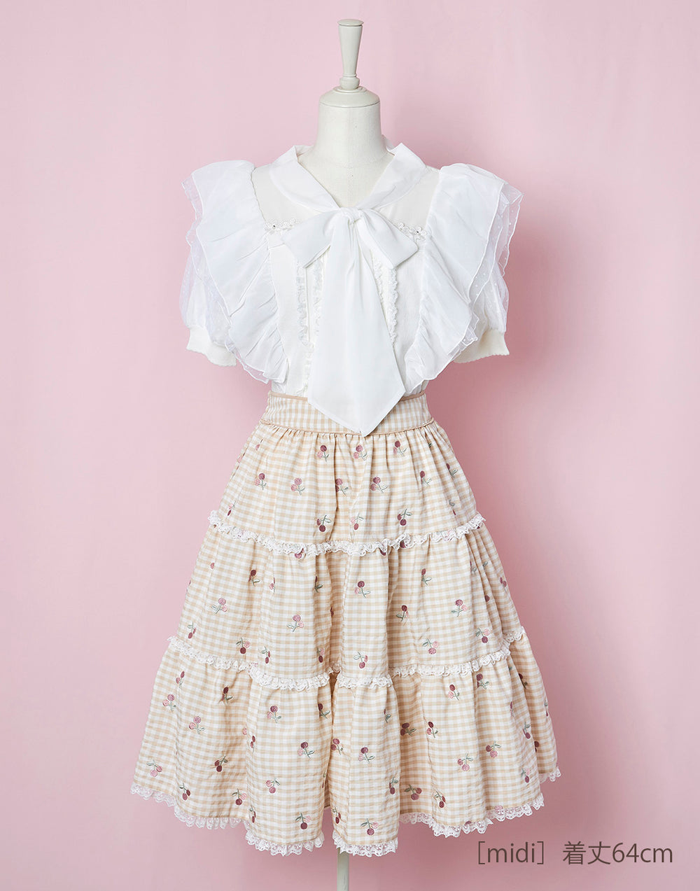 メルフィーメモリー Kiss the cherry チェックスカート ピンク  